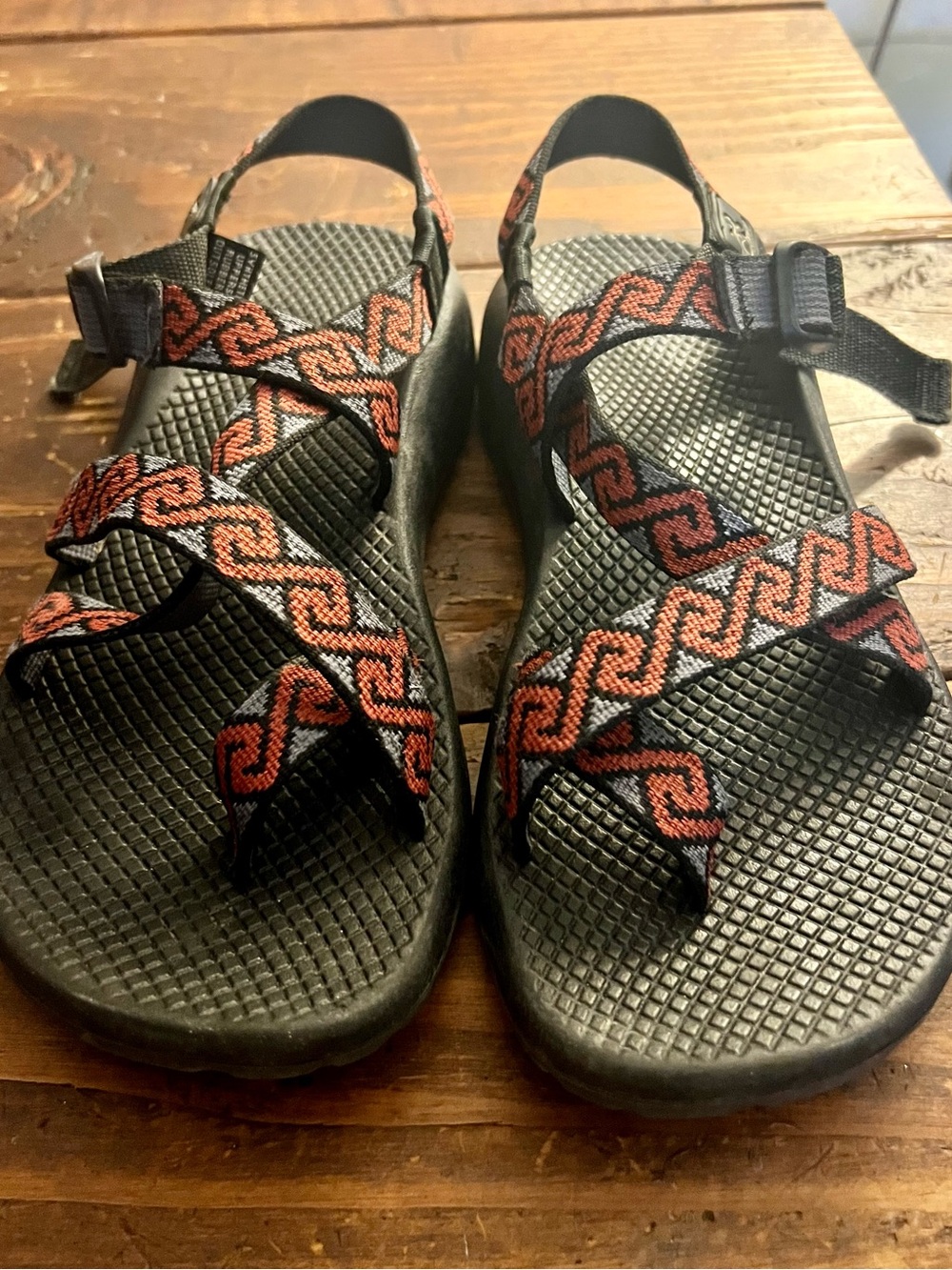 Chaco Women's Black Sandals with Red Patterned Straps! Great item-